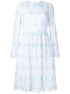 Huishan Zhang - Flared Lace Overlay Dress - Women - Silk/polyester - 14, Blue, Silk/polyester