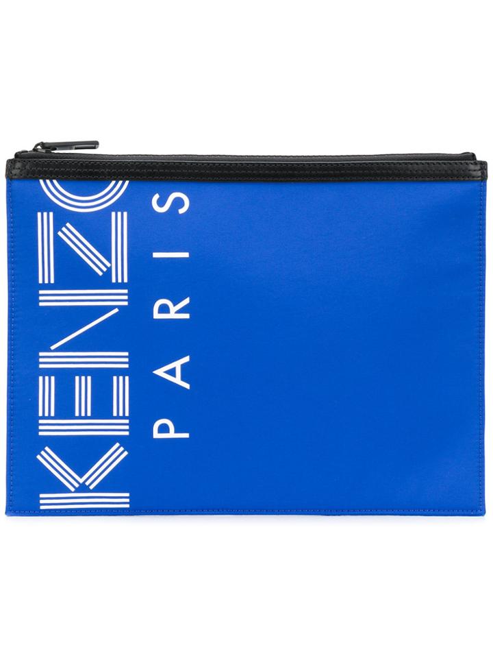 Kenzo Logo Zipped Pouch - Blue