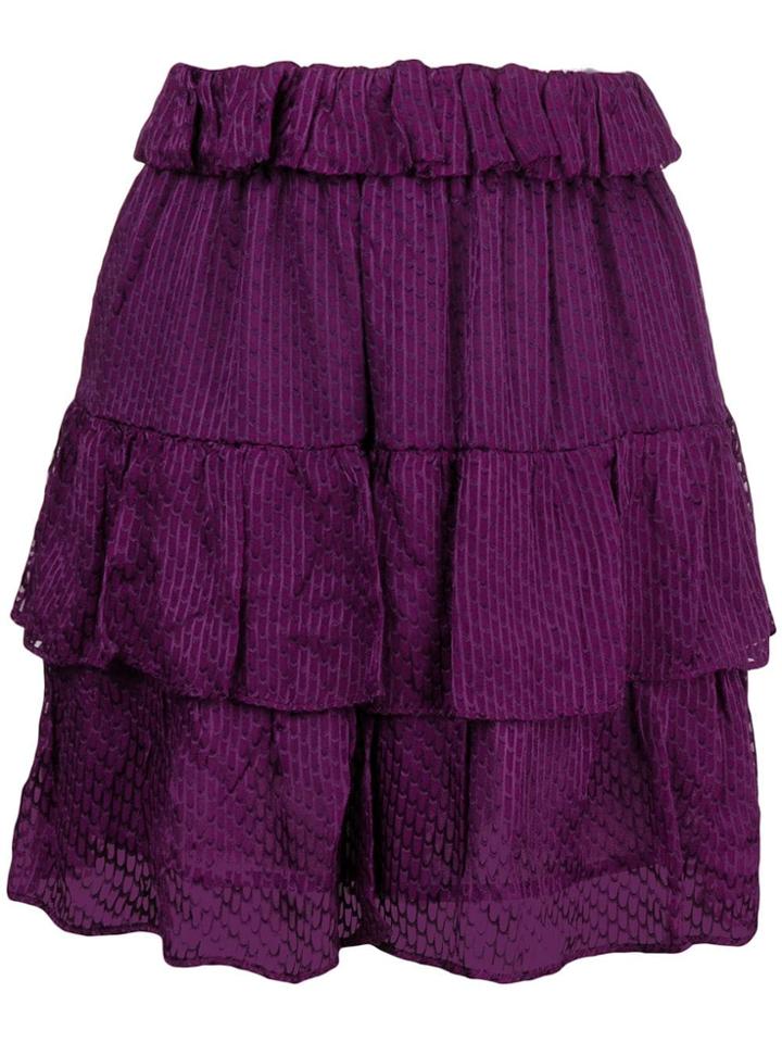 Iro Ruffled Mini Skirt - Pink & Purple