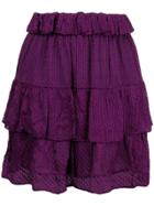 Iro Ruffled Mini Skirt - Pink & Purple