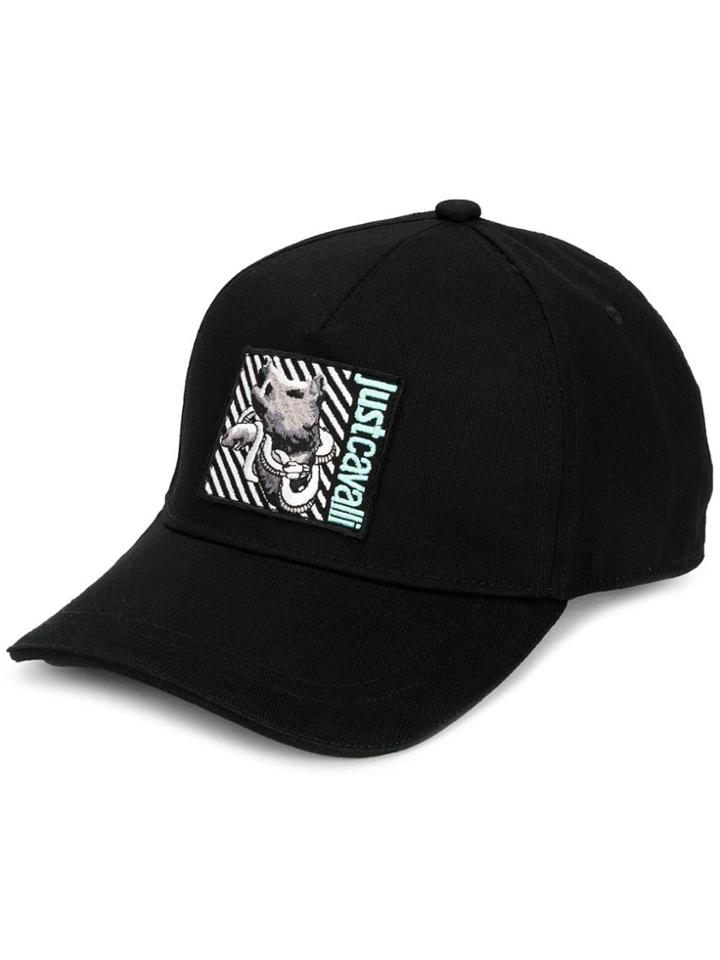 Just Cavalli Logo Patch Baseball Cap - Black