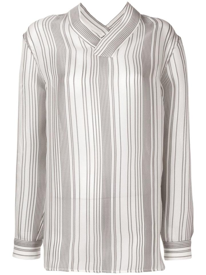 Jil Sander Woven Striped Top - White