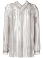 Jil Sander Woven Striped Top - White