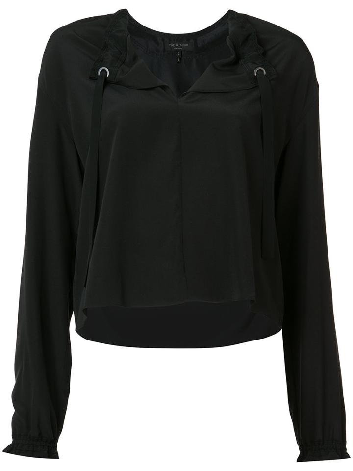Rag & Bone - Drawstring Top - Women - Silk - L, Women's, Black, Silk