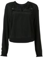 Rag & Bone - Drawstring Top - Women - Silk - L, Women's, Black, Silk