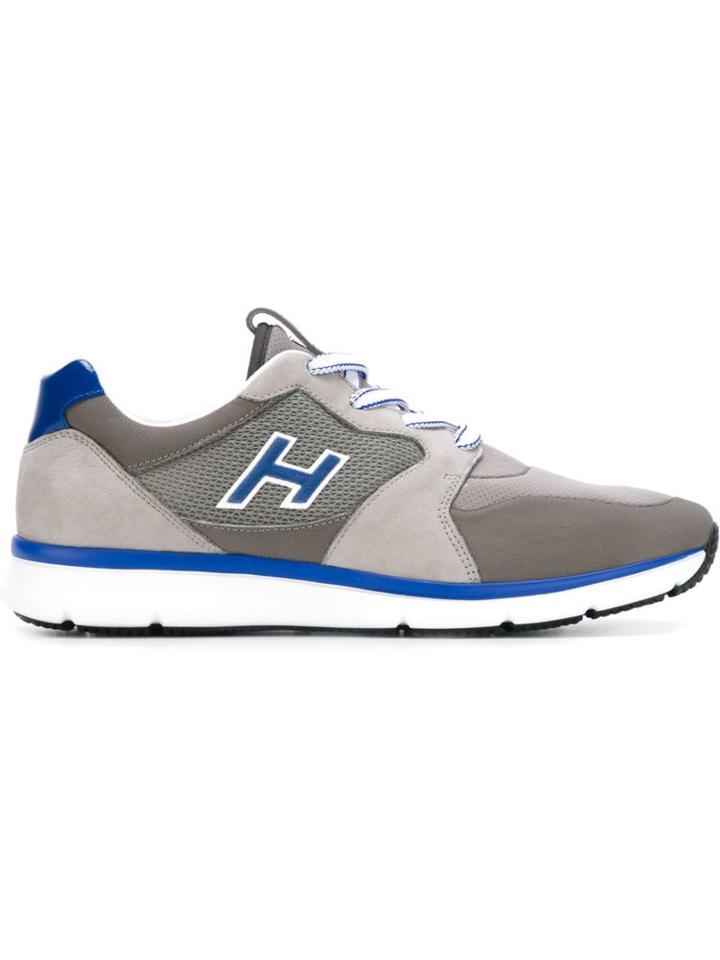 Hogan Logo Sneakers, Men's, Size: 7, Grey, Leather/suede/patent Leather/rubber