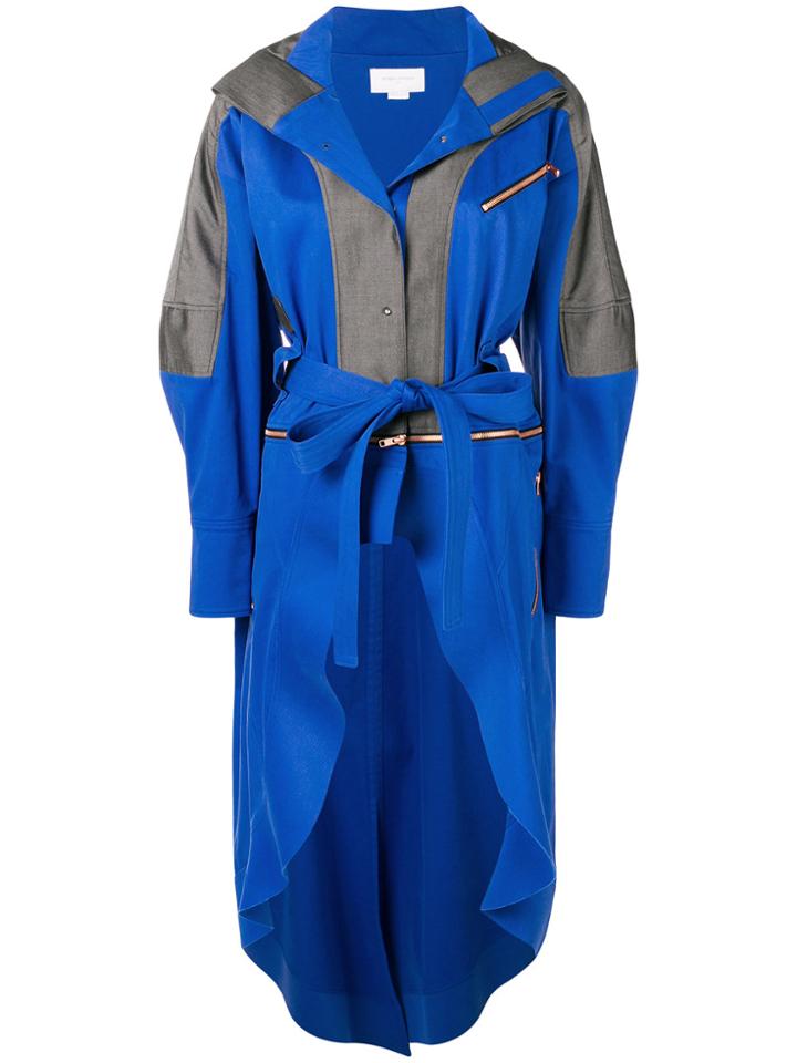 Esteban Cortazar Zipped Belted Raincoat - Blue