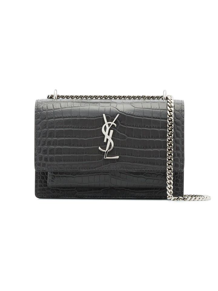 Saint Laurent Grey Sunset Monogram Leather Chain Wallet