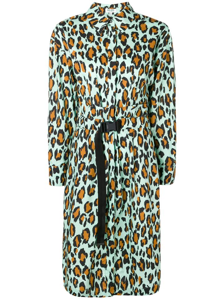 Kenzo Leopard Printed Dress - Green