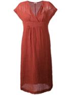 Masscob V-neck Midi Dress, Women's, Size: Medium, Yellow/orange, Cotton/linen/flax