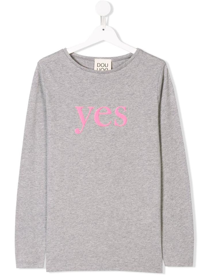 Douuod Kids Teen Yes Print T-shirt - Grey