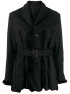 Comme Des Garçons Noir Kei Ninomiya Faux Fur Panel Belted Jacket -