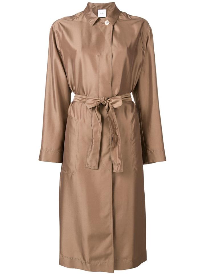 Agnona Tie Waist Coat - Brown