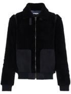 Lot78 Shearling Leather Long Sleeve Jacket - Blue