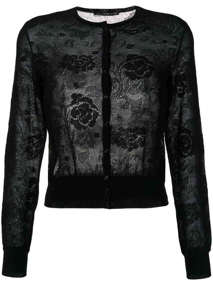 Ermanno Scervino Lace Cardigan, Women's, Size: 46, Black, Cotton/polyamide