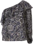 Apiece Apart - One Shoulder Printed Blouse - Women - Silk/cotton - 8, Blue, Silk/cotton