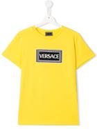 Young Versace Teen Rectangular Logo T-shirt - Yellow