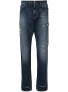 Dolce & Gabbana Logo Plaque Distressed Jeans - Blue
