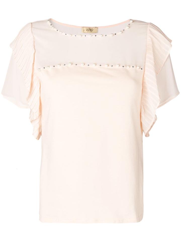Liu Jo Pearl Embellished T-shirt - Neutrals