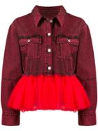 Brognano Tulle Hem Denim Jacket - Red