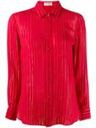 Saint Laurent Metallic Pinstripe Shirt - Red