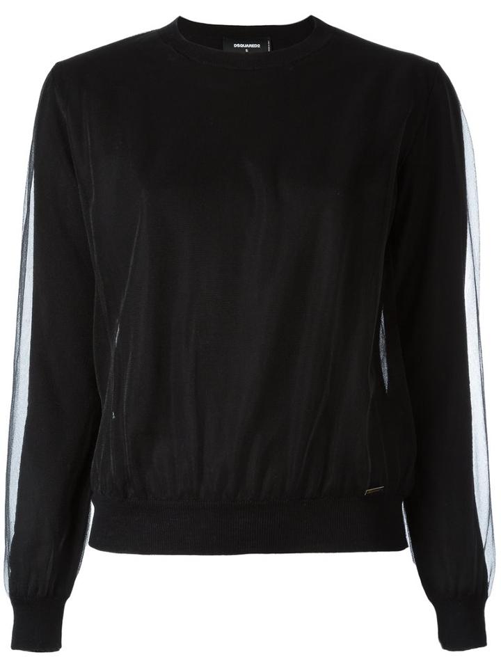 Dsquared2 Draped Mesh Jumper, Women's, Size: Small, Black, Polyamide/virgin Wool
