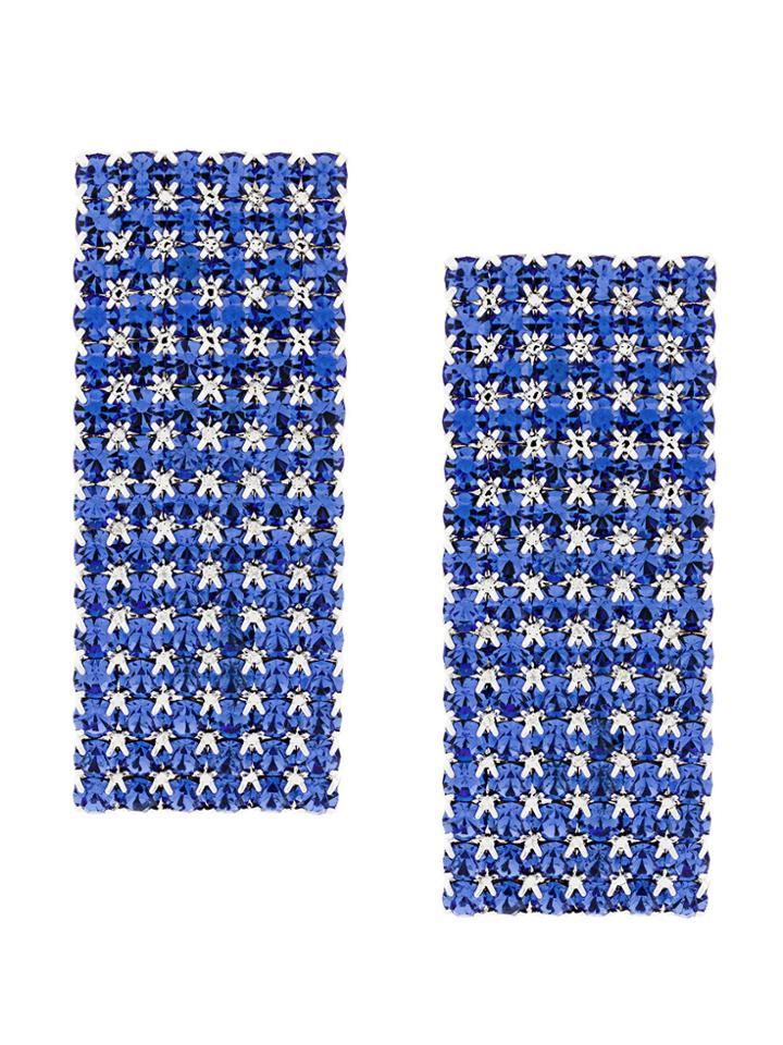 Alessandra Rich Rectangular Curved Earrings - Blue