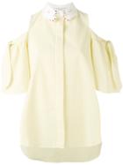Vivetta - Cold-shoulder Shirt - Women - Cotton - 40, Yellow/orange, Cotton
