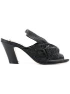 No21 Abstract Bow Heeled Mules - Black