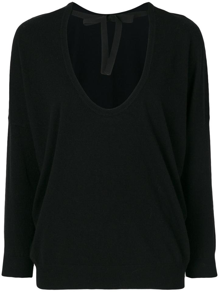 Semicouture Neck Tie Jumper - Black