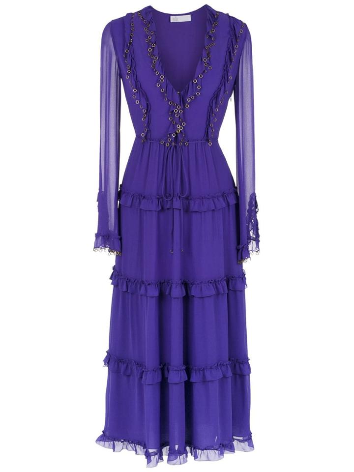 Nk Ruffled Silk Dress - Purple