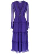 Nk Ruffled Silk Dress - Purple