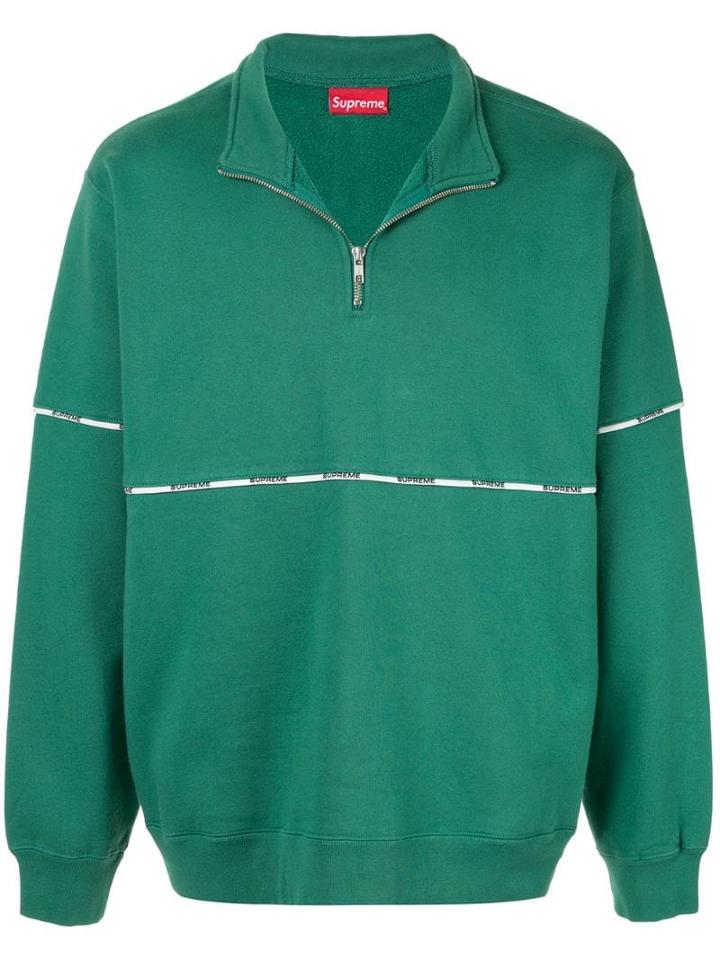Supreme Logo Piping Half Zip Sweatshirt - Green