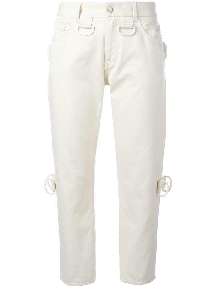 Mm6 Maison Margiela D-ring Detail Cropped Pants, Women's, Size: 38, Nude/neutrals, Cotton