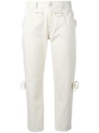 Mm6 Maison Margiela D-ring Detail Cropped Pants, Women's, Size: 38, Nude/neutrals, Cotton