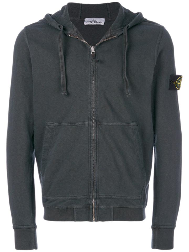 Stone Island Logo Patch Hooded Jacket - Grey