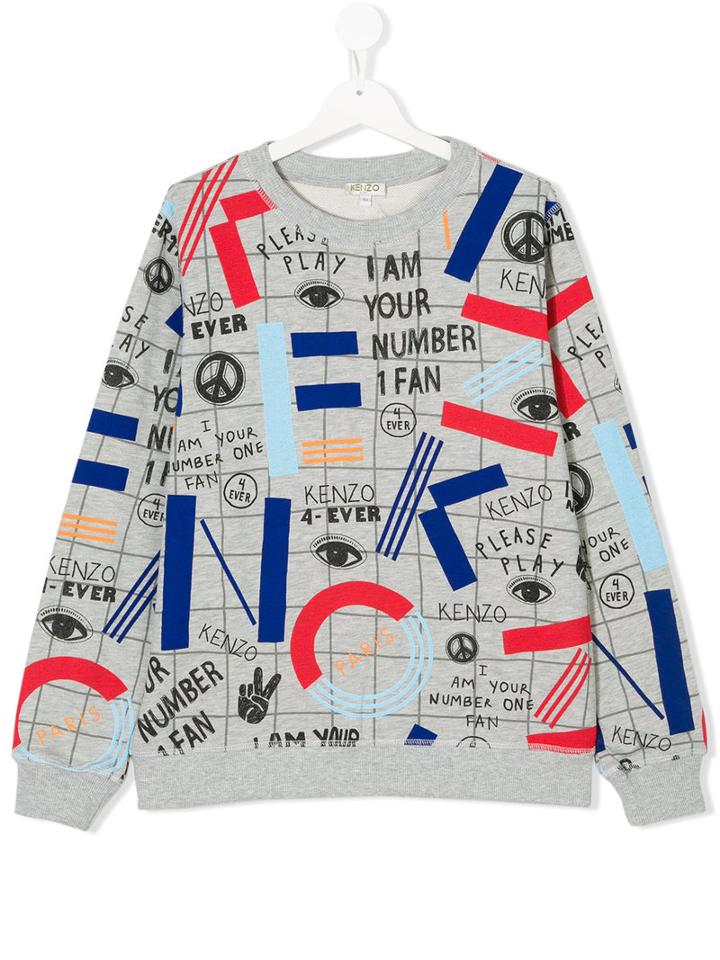 Kenzo Kids - Teen Multi Print Sweatshirt - Kids - Cotton/polyester - 14 Yrs, Grey