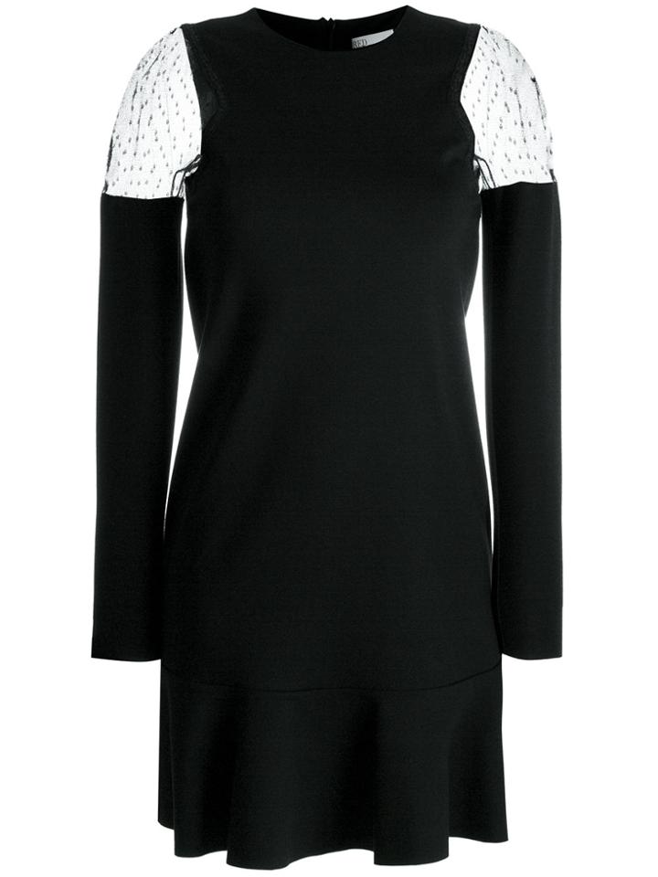 Red Valentino Dotted Mesh Shoulder Dress - Black