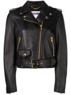 Moschino Couture Embroidery Leather Jacket - Black