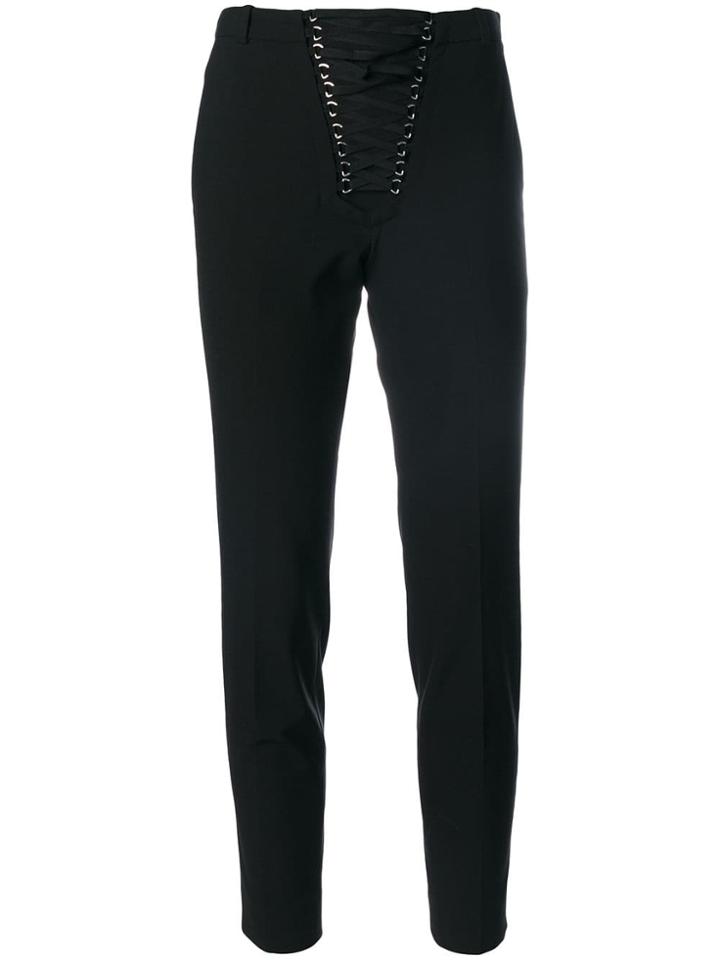 The Kooples Front Lace-up Cropped Trousers - Black