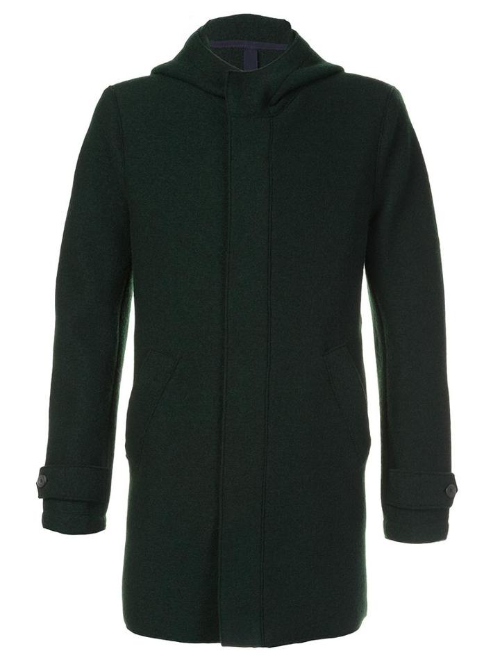 Harris Wharf London Hooded Fitted Parka, Men's, Size: 56, Green, Virgin Wool