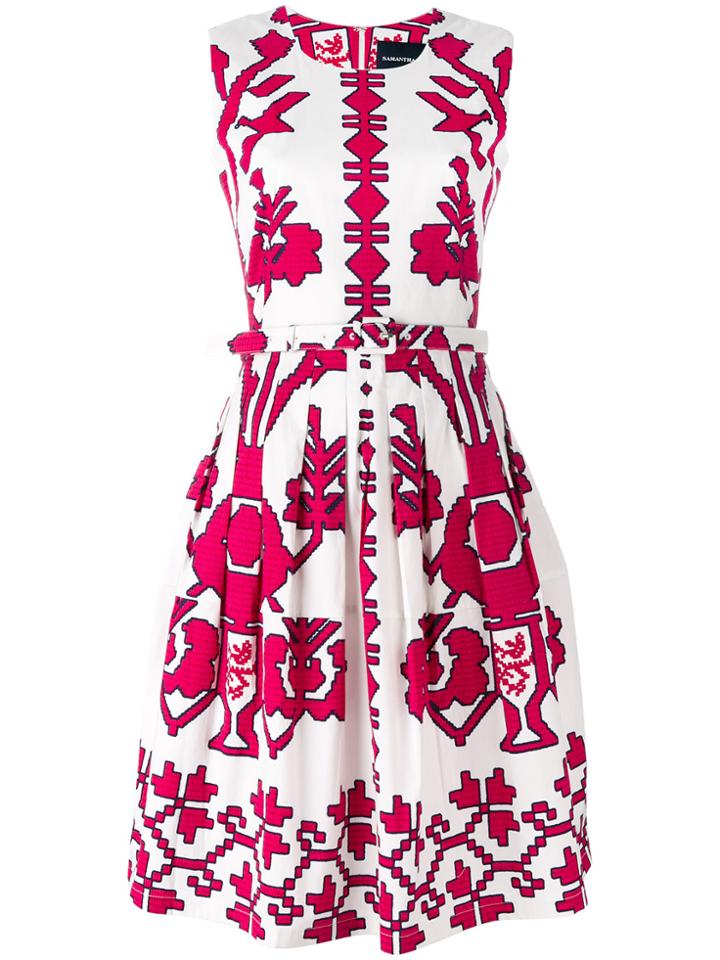 Samantha Sung Sleeveless Printed Dress - White