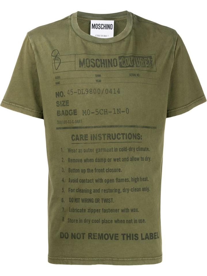 Moschino Care Label Print T-shirt - Green