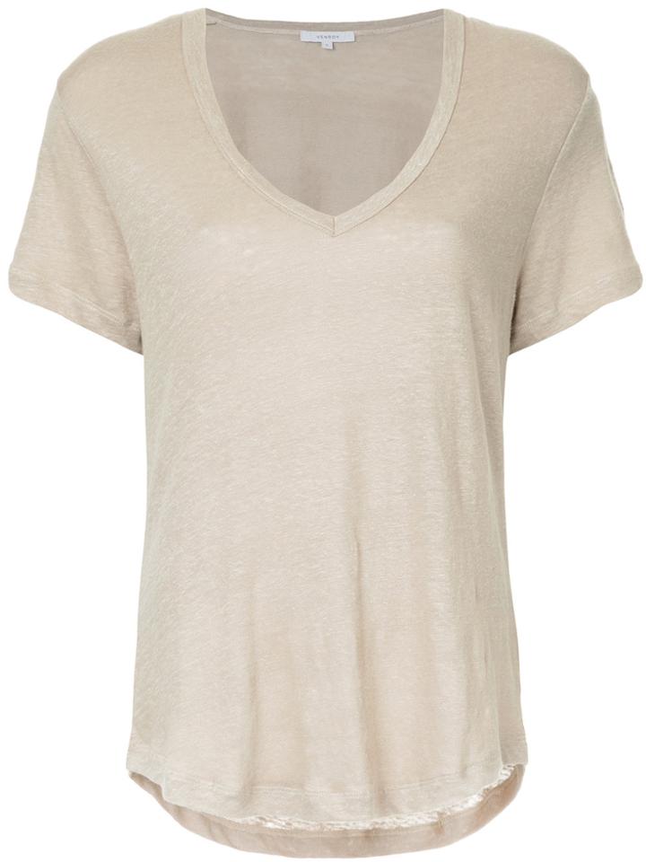 Venroy Scoop V-neck T-shirt - Nude & Neutrals