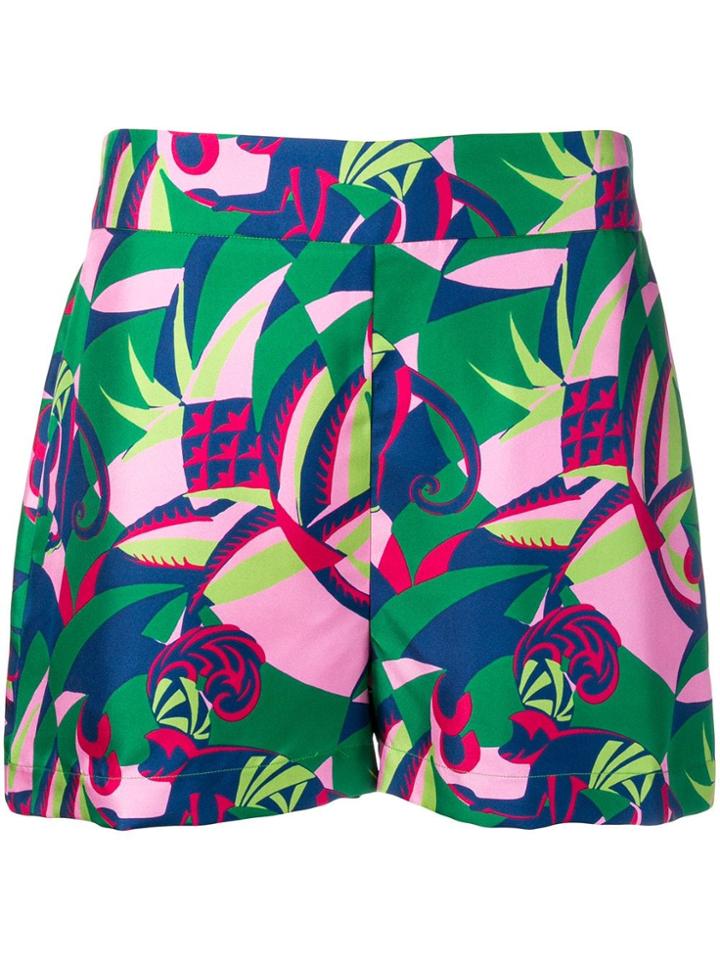 La Doublej Colour-block Fitted Shorts - Green