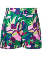La Doublej Colour-block Fitted Shorts - Green