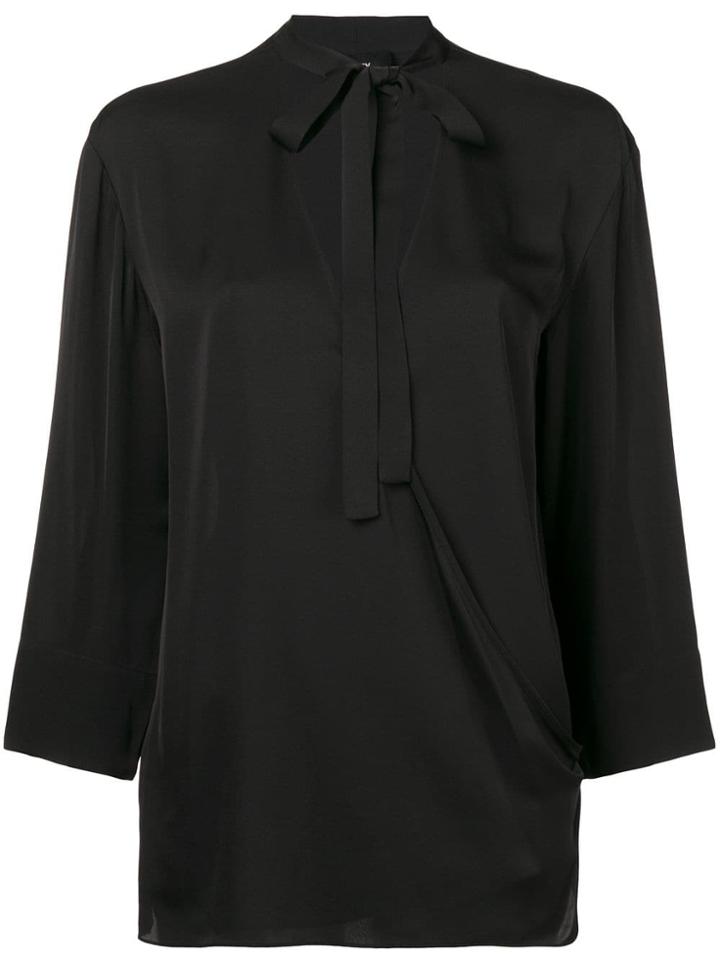 Theory Neck-tied Fitted Blouse - Black