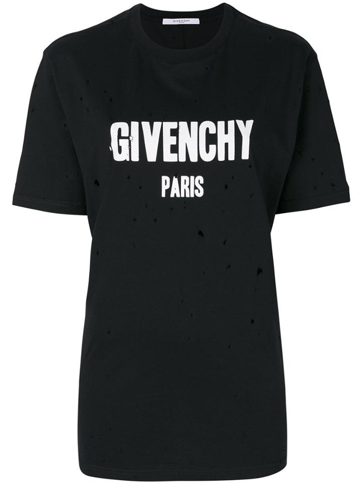Givenchy Distressed Logo Print T-shirt - Black
