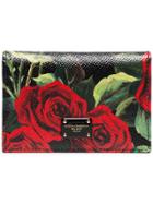 Dolce & Gabbana Multicolour Rose Print Leather Wallet - Black