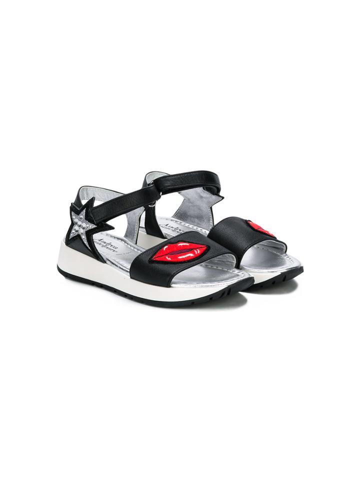 Andrea Montelpare Patch Detail Sandals - Black